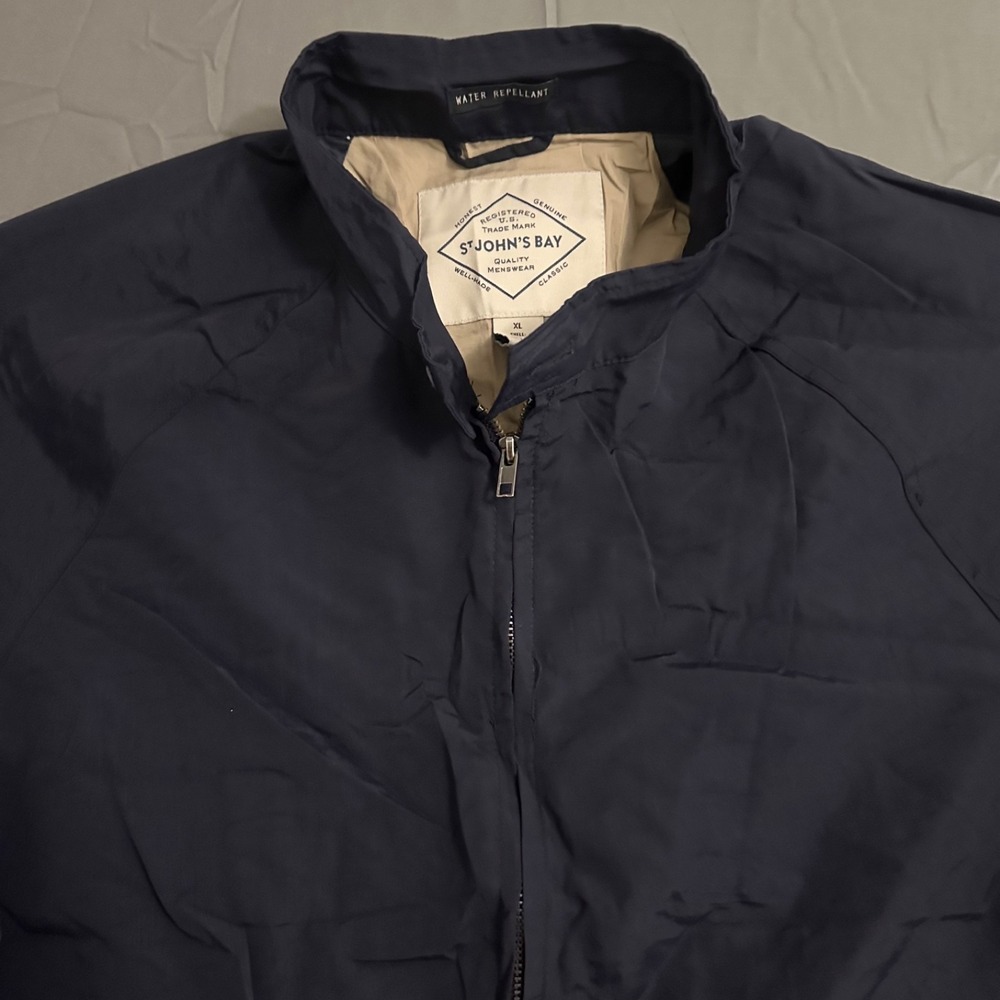 Men's Water Resistant Black Jacket St John's Bay XL Navy - Picture 2 of 6
